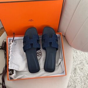 Hermes Oran denim Sandals